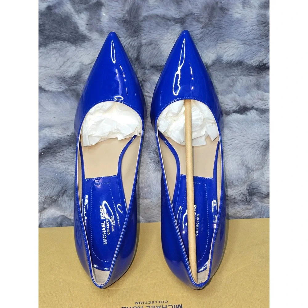 NWB Michael Kors Gretel Runway‎ Patent Lapis Blue Pointed Toe Stilettos US 6.5 - Picture 4 of 7